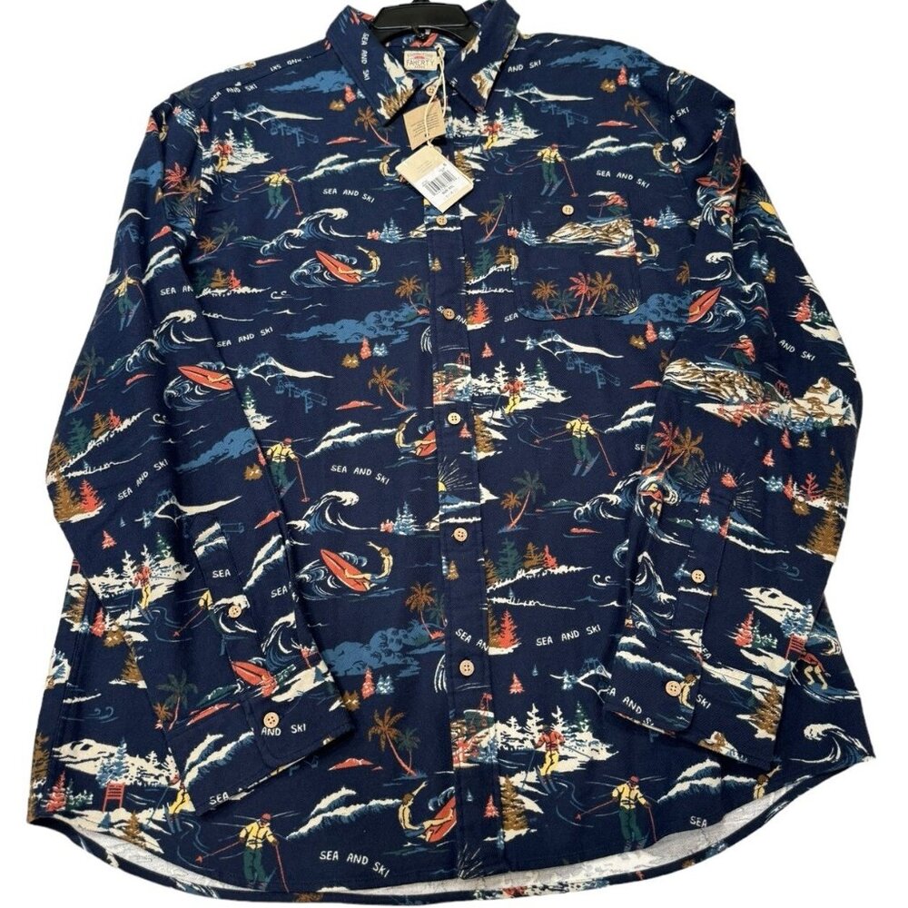 Faherty Men’s XL Super Brushed Flannel Navy Sea To Sky Blue NWT $158